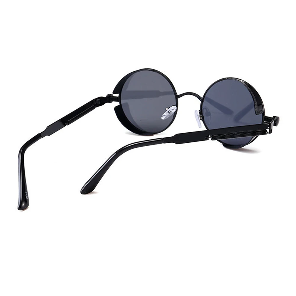 Высококачественные солнцезащитные очки в круглой черной оправе стиле ретро