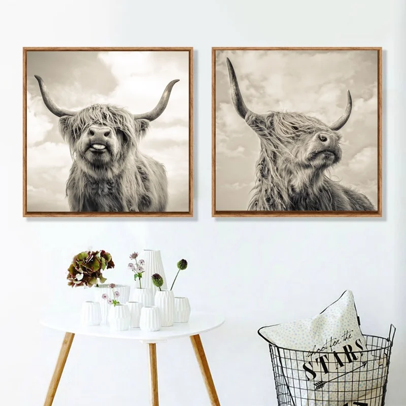 Шотландский HIGHLAND корова животное искусственная живопись настенные картины для