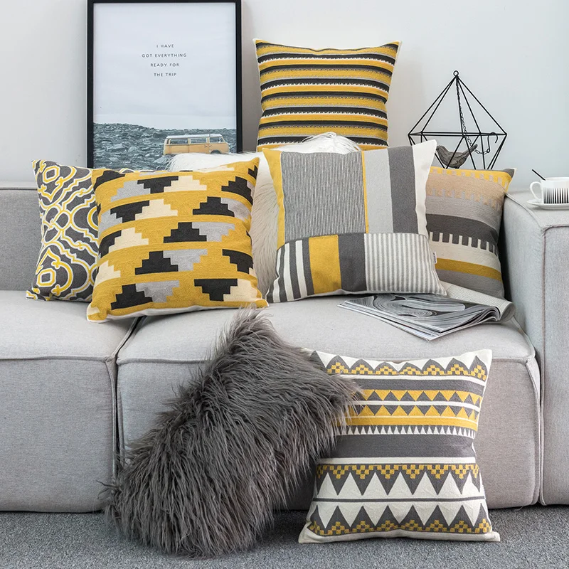 Nordic Geometric Floral Embroidered Cushion Cover Yellow Grey Geometry Embroidery Pillow Cover Linen Cotton Pillow Case 18"
Nordic Geometric Floral Embroidered Cushion Cover Yellow Grey Geometry Embroidery Pillow Cover Linen Cotton Pillow Case 18"
