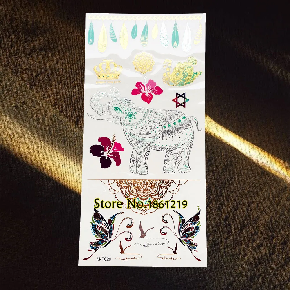 Beauty New Silver Elephant Temporary Waterproof Tattoo Women Henna Flash Tattoo Gold Lace Butterfly GGM-T029 Mehndi Crown Totem
Beauty New Silver Elephant Temporary Waterproof Tattoo Women Henna Flash Tattoo Gold Lace Butterfly GGM-T029 Mehndi Crown Totem