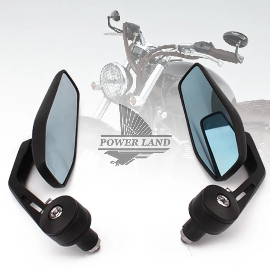 

Blue Lens Anti-Glare Black Aluminium Alloy Handlebar End Rear View Side Mirrors 7/8" 360 Angel Adjustable Universal For Honda