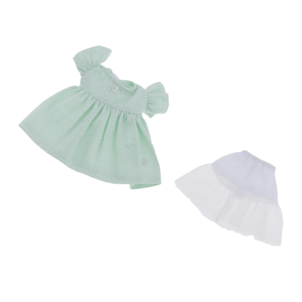 1/12 Fashion Doll Clothing Dotted Dress Pettiskirt Outfit for Mini 11cm OB Dolls Up Accessories | Игрушки и хобби