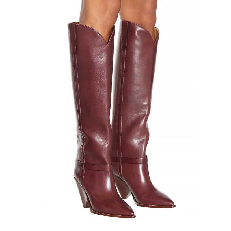 Gladiator Knee High Boots Women Pointed Toe Strange Style Heel Shoes Solid Color Spike Heel Leather Boots Slip On Good Quality
Gladiator Knee High Boots Women Pointed Toe Strange Style Heel Shoes Solid Color Spike Heel Leather Boots Slip On Good Quality