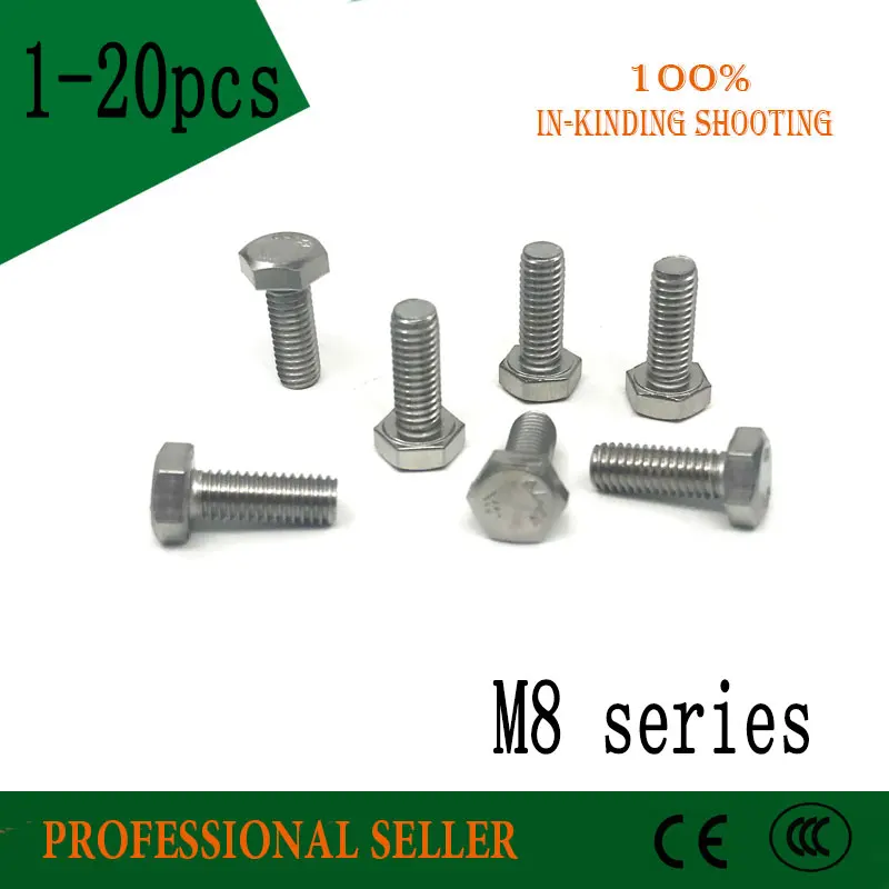 M8*16/20/25/30/35/40/45/50 mm DIN933 External Hex Hexagon Head Screw Full Thread 304 Stainless Steel Bolt Machine Screw
M8*16/20/25/30/35/40/45/50 mm DIN933 External Hex Hexagon Head Screw Full Thread 304 Stainless Steel Bolt Machine Screw