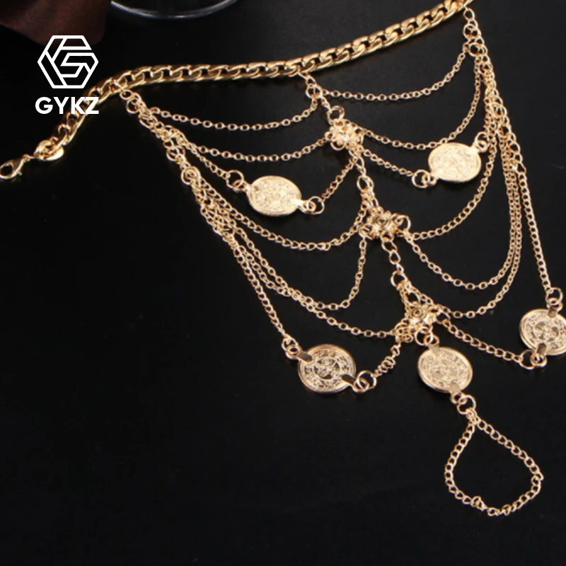 Oumeiboximiya retro foot chain metal multi-layer fringed coins lady jewelry | Украшения и аксессуары