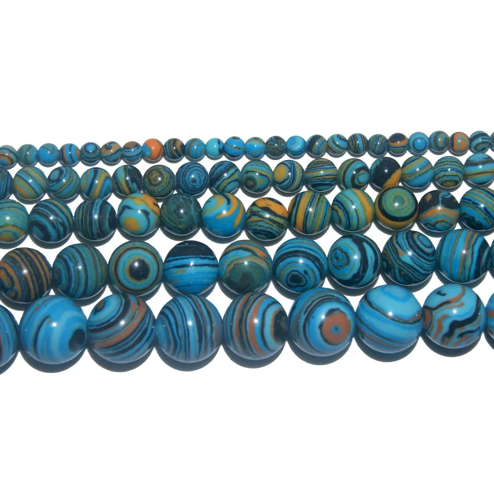 

Wholesale Natural Stone Blue Peacock Malachite Round Beads 4 6 8 10 12 MM Pick Size For Jewelry Making DIY Bracelet Necklace