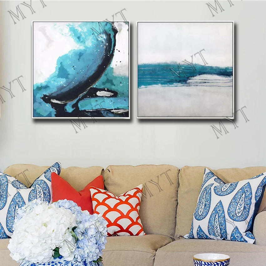 Free shipping Handpainted wall art home decor blue abstract landscape oil painting on canvas 2pcs combination for room unframed
Free shipping Handpainted wall art home decor blue abstract landscape oil painting on canvas 2pcs combination for room unframed