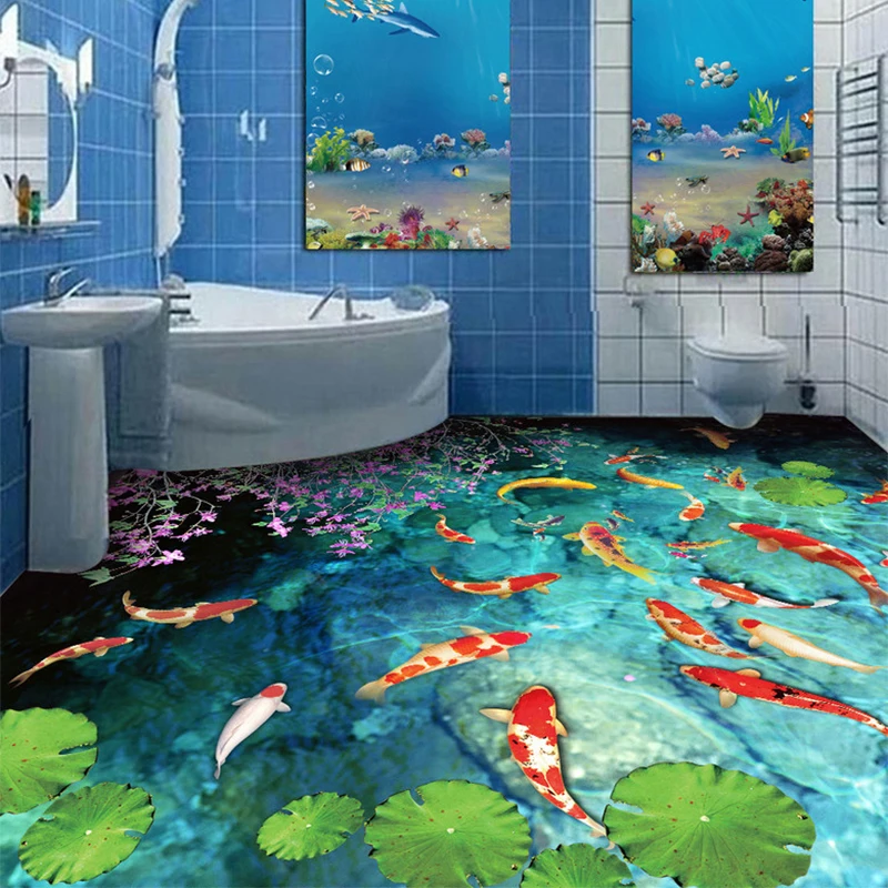 Custom 3D Mural Wallpaper Classic Ponds Carp Floor Tiles Sticker Bathroom Kitchen PVC Waterproof Self Adhesive Floor Wall Papers
Custom 3D Mural Wallpaper Classic Ponds Carp Floor Tiles Sticker Bathroom Kitchen PVC Waterproof Self Adhesive Floor Wall Papers