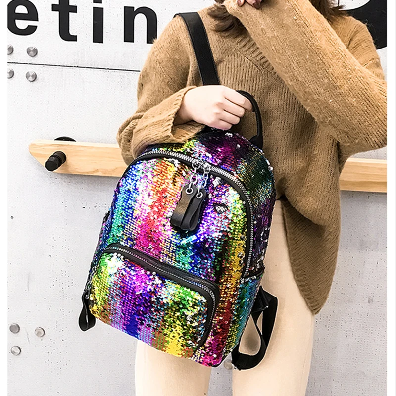 PU Leather Ladies Fashion Sequins Shoulder Bag 2018 New Casual Bag Personality Leisure College Wind Bag Travel Backpack LYS372
PU Leather Ladies Fashion Sequins Shoulder Bag 2018 New Casual Bag Personality Leisure College Wind Bag Travel Backpack LYS372