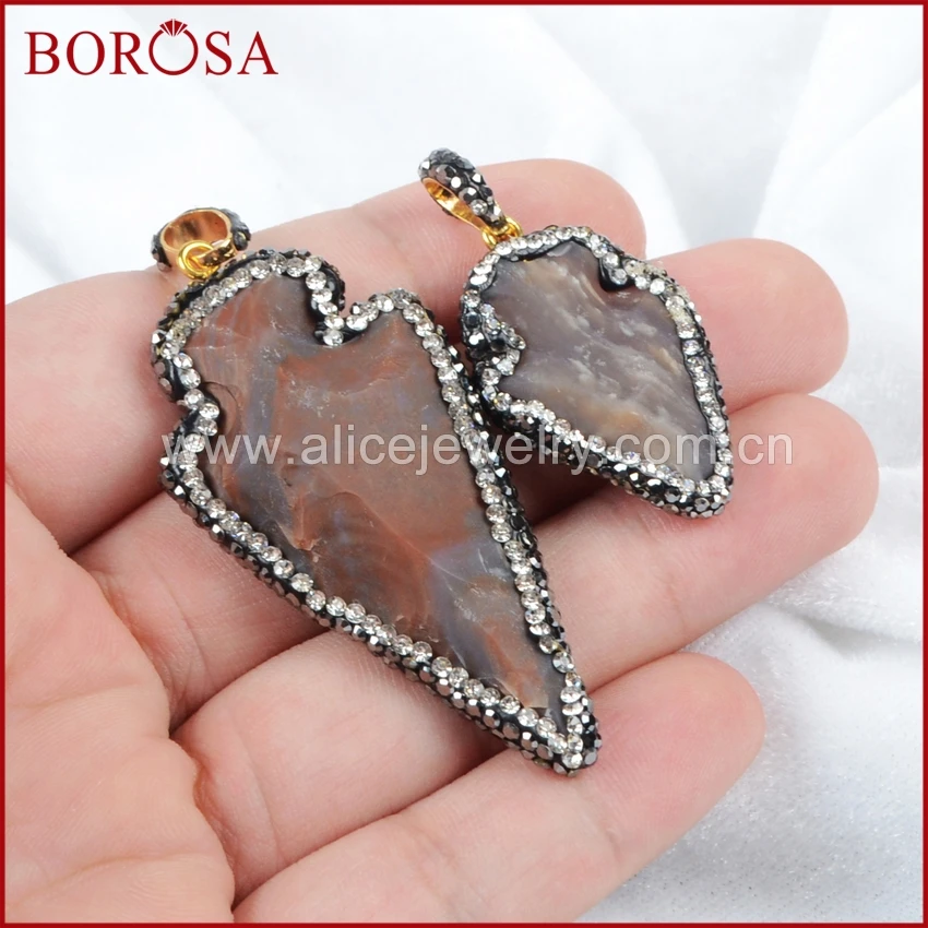 BOROSA Rough Natural Natural Stone Druzy Arrowhead Pendant Bead Paved Zircon for Women JAB242
BOROSA Rough Natural Natural Stone Druzy Arrowhead Pendant Bead Paved Zircon for Women JAB242