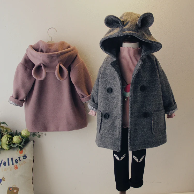 Brand Children Coat Jackets Stripe Cute Rabbit Ears Hooded Wool Coats for Girl Kids Double-breasted Woolen Jacket Infant Outwear
Brand Children Coat Jackets Stripe Cute Rabbit Ears Hooded Wool Coats for Girl Kids Double-breasted Woolen Jacket Infant Outwear