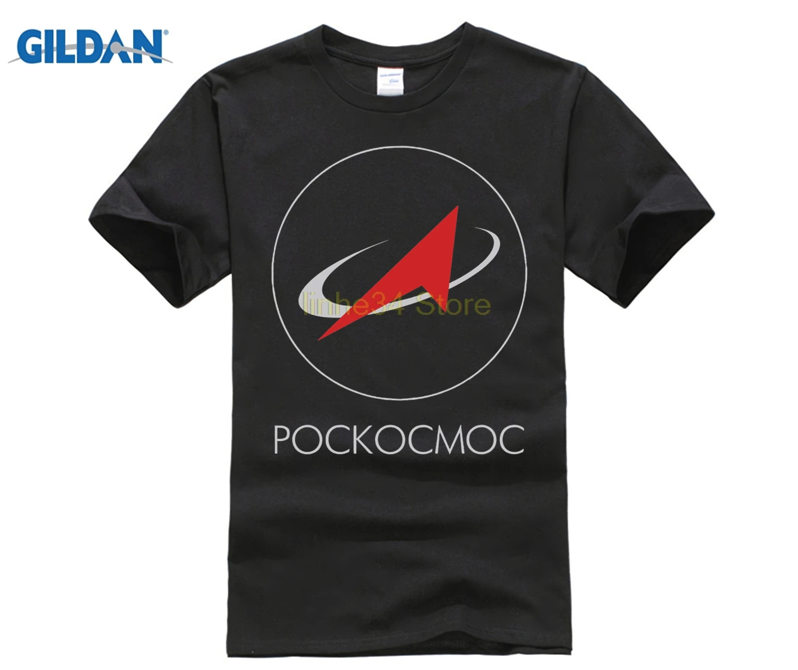 GILDAN Продвижение Топ принт русский логотип футболки с космическим рисунком