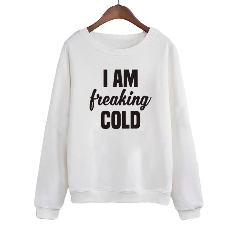 NewWomen Long Sleeve Crewneck Hoodies Fashion Streetwear Pullover Hip Hop Clothing I Am Freaking Cold Sweatshirt Funny Slogan
NewWomen Long Sleeve Crewneck Hoodies Fashion Streetwear Pullover Hip Hop Clothing I Am Freaking Cold Sweatshirt Funny Slogan