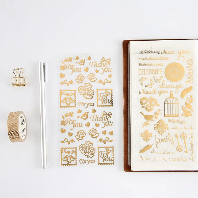 1pcs Vintage Gold Foil Sticker Twinkle Flower Cat Bird Decoration Stickers for Notebook Album School F903
1pcs Vintage Gold Foil Sticker Twinkle Flower Cat Bird Decoration Stickers for Notebook Album School F903