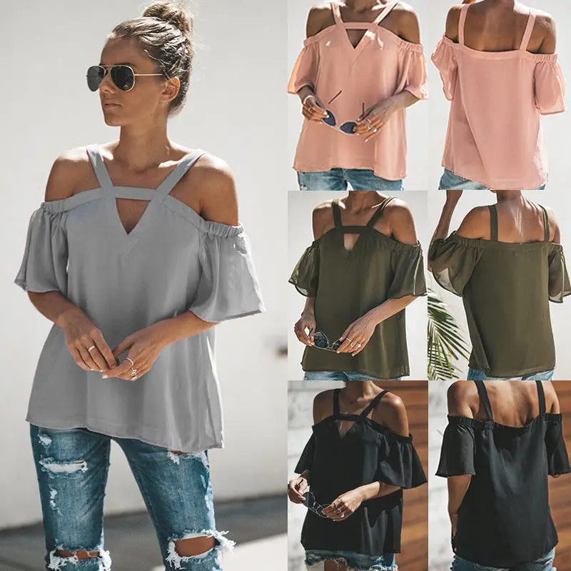 Women Off Shoulder Tops Blouses V Neck Short Sleeve Loose Tops Summer Top Blouse Women Clothing
Women Off Shoulder Tops Blouses V Neck Short Sleeve Loose Tops Summer Top Blouse Women Clothing