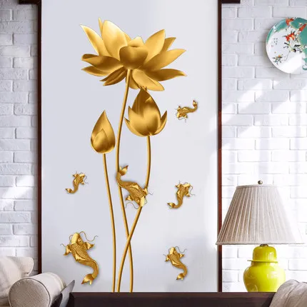 60*130cm DIY Gold Lotus Living Room Decoration Wall Sticker Creative Fish Flower Removable Poster Mural
60*130cm DIY Gold Lotus Living Room Decoration Wall Sticker Creative Fish Flower Removable Poster Mural