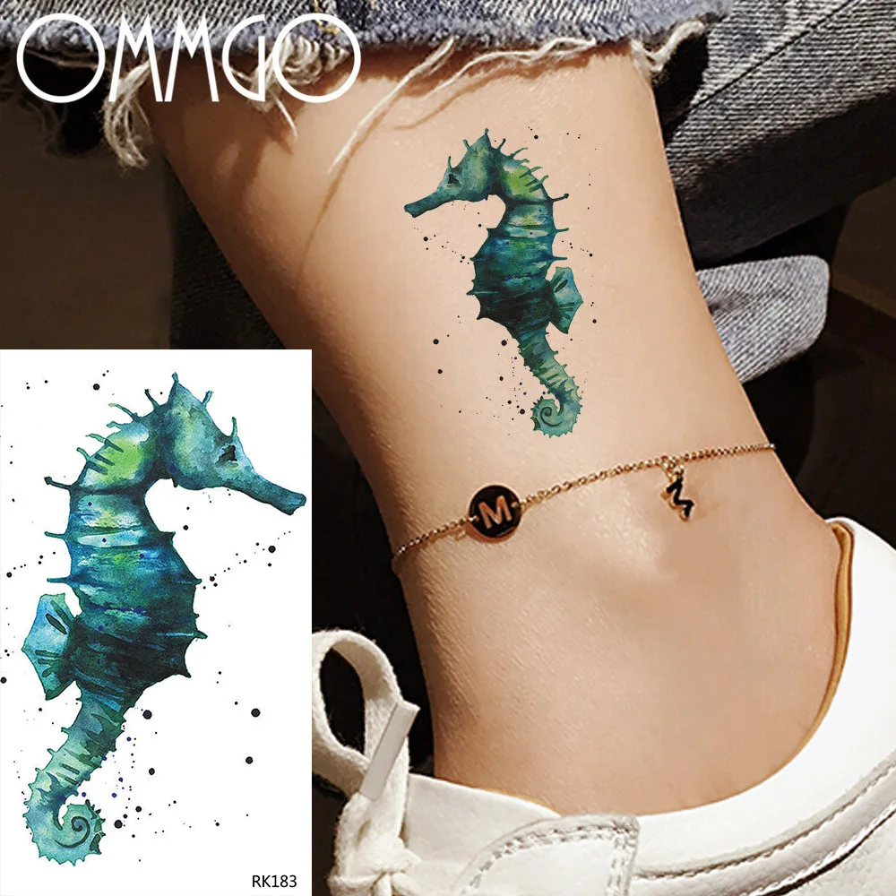 OMMGO Small Cartoons Colorful Seahorse Temporary Tattoos For Women Waterproof Tatoos Kids Sticker Fake Green Tattoo Paper Art
OMMGO Small Cartoons Colorful Seahorse Temporary Tattoos For Women Waterproof Tatoos Kids Sticker Fake Green Tattoo Paper Art