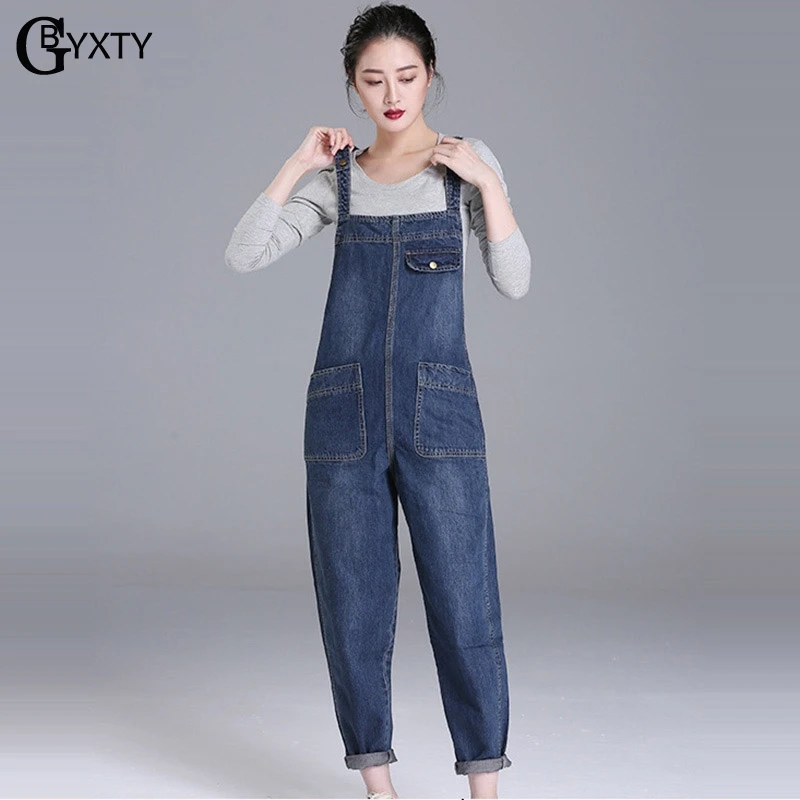 Женский джинсовый комбинезон GBYXTY размера плюс 6XL в Корейском стиле Свободный на
