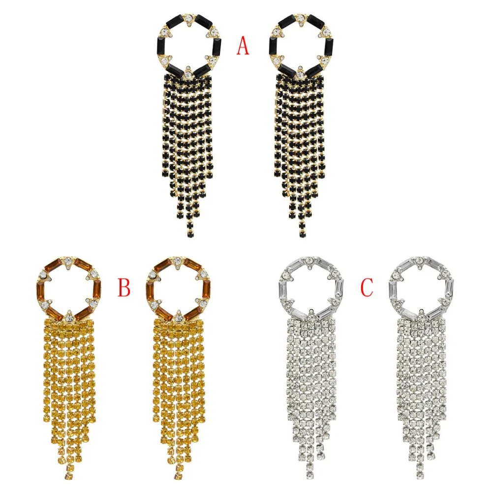 3 Colors New Fashion Gold Geometric Shaped Metal Crystal Long Tassel Drop Earring for Women Bridal Wedding Party Jewelry
3 Colors New Fashion Gold Geometric Shaped Metal Crystal Long Tassel Drop Earring for Women Bridal Wedding Party Jewelry
