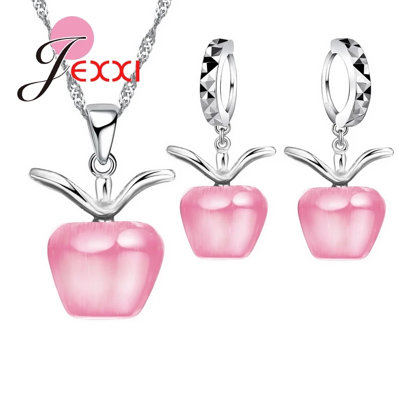 5 Colors New Hot Shiny 925 Sterling Silver With Lovely Apple Cat Eyes Stone Pendant Necklace/Earring Jewelry Gift Sets
5 Colors New Hot Shiny 925 Sterling Silver With Lovely Apple Cat Eyes Stone Pendant Necklace/Earring Jewelry Gift Sets