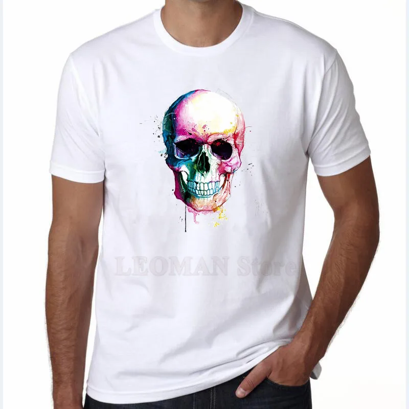 Leoman 2017 Лидер продаж Модная футболка Повседневное Творческий черепа дворец