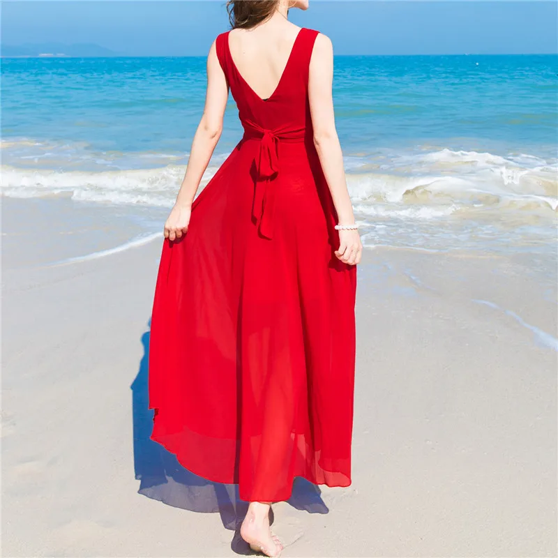 Summer Chiffon Dress Women 2019 New Bohemian Style Sexy V-neck Solid Beach Dress Slim Large Size Women Party Red Long Dress Z97
Summer Chiffon Dress Women 2019 New Bohemian Style Sexy V-neck Solid Beach Dress Slim Large Size Women Party Red Long Dress Z97