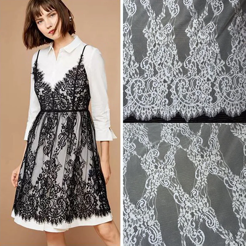 3M/Lot Classical Design Nylon Dress Eyelash Lace Trim Soft Black White French Bilateral Chantilly Lace Fabric 150CM
3M/Lot Classical Design Nylon Dress Eyelash Lace Trim Soft Black White French Bilateral Chantilly Lace Fabric 150CM