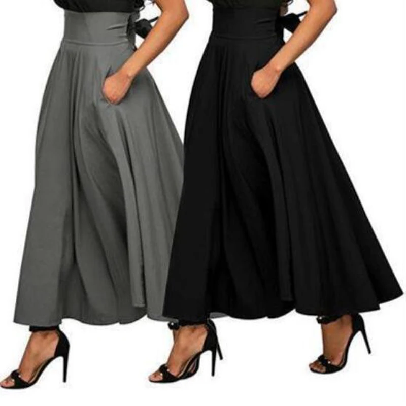 High Waist Back Zip Self-tie Bowknot Skirt with Pocket Casual A-Line Pleated Skirt Fashion Women Streetwear Long Skirt AM0248
High Waist Back Zip Self-tie Bowknot Skirt with Pocket Casual A-Line Pleated Skirt Fashion Women Streetwear Long Skirt AM0248
