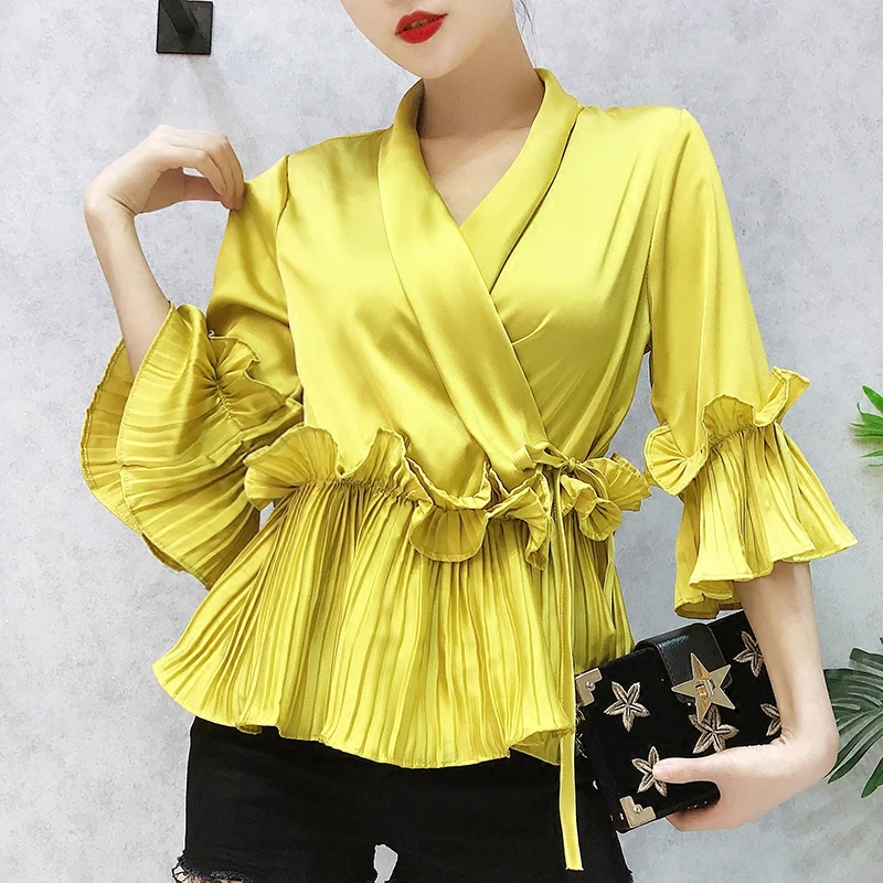Amolapha Women Summer Ruffles Butterfly Sleeve Satin Blouses Lady Vintage Hem V Neck Shirts
Amolapha Women Summer Ruffles Butterfly Sleeve Satin Blouses Lady Vintage Hem V Neck Shirts