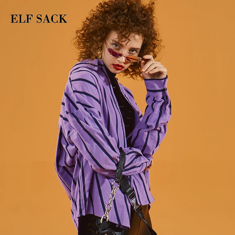 ELFSACK осенняя новинка женская рубашка повседневная хлопок длинный рукав блузка в