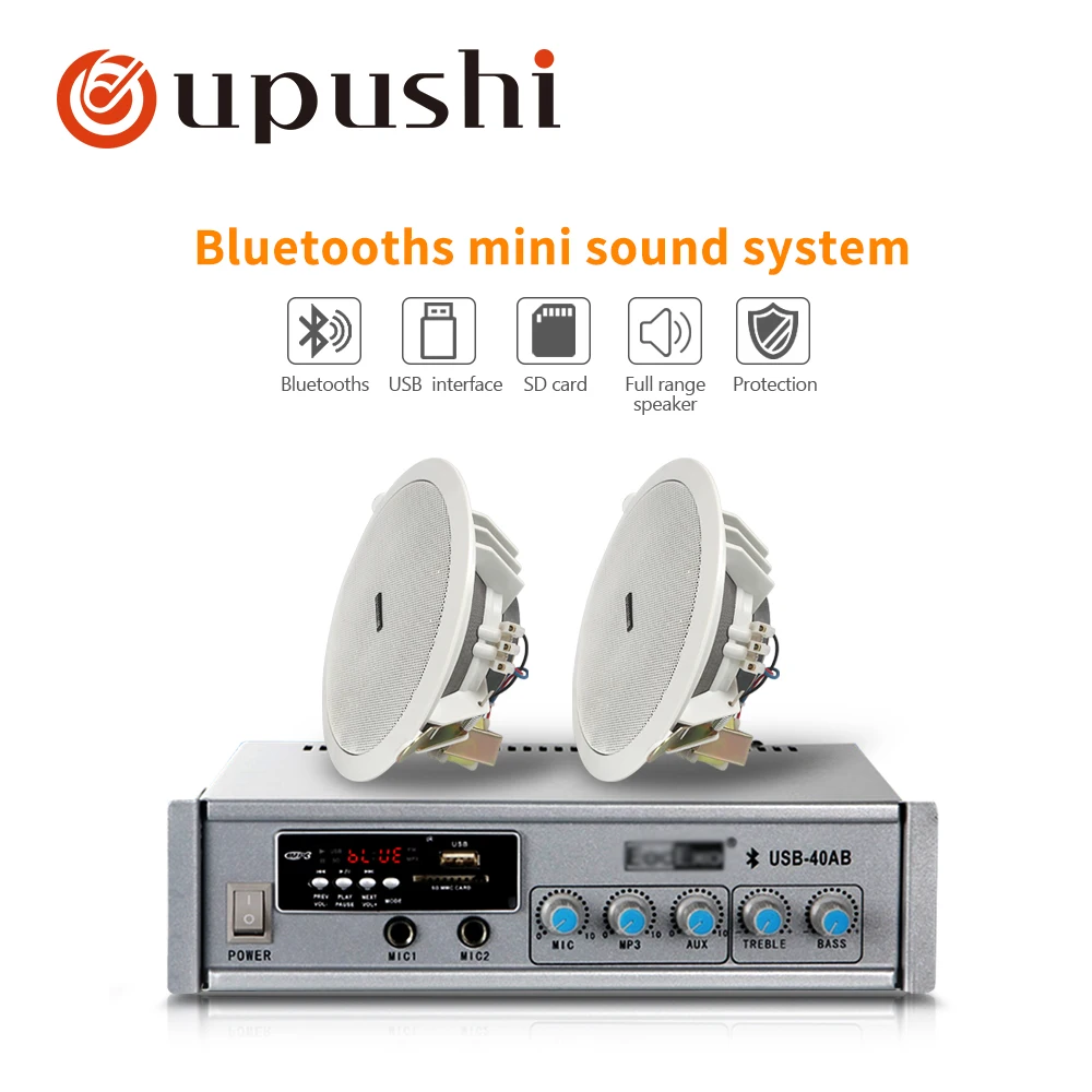 Усилитель мощности PA System USB 40AB + CE502 Mini с встроенным настенным потолочным