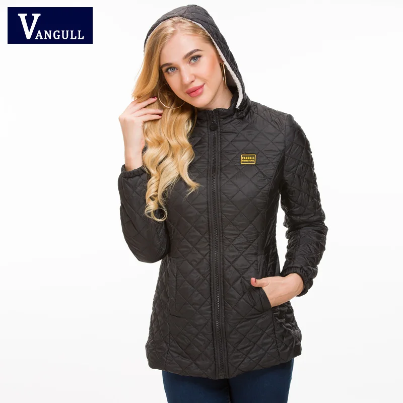 Женская куртка с капюшоном Vangull толстая теплая парка длинными рукавами