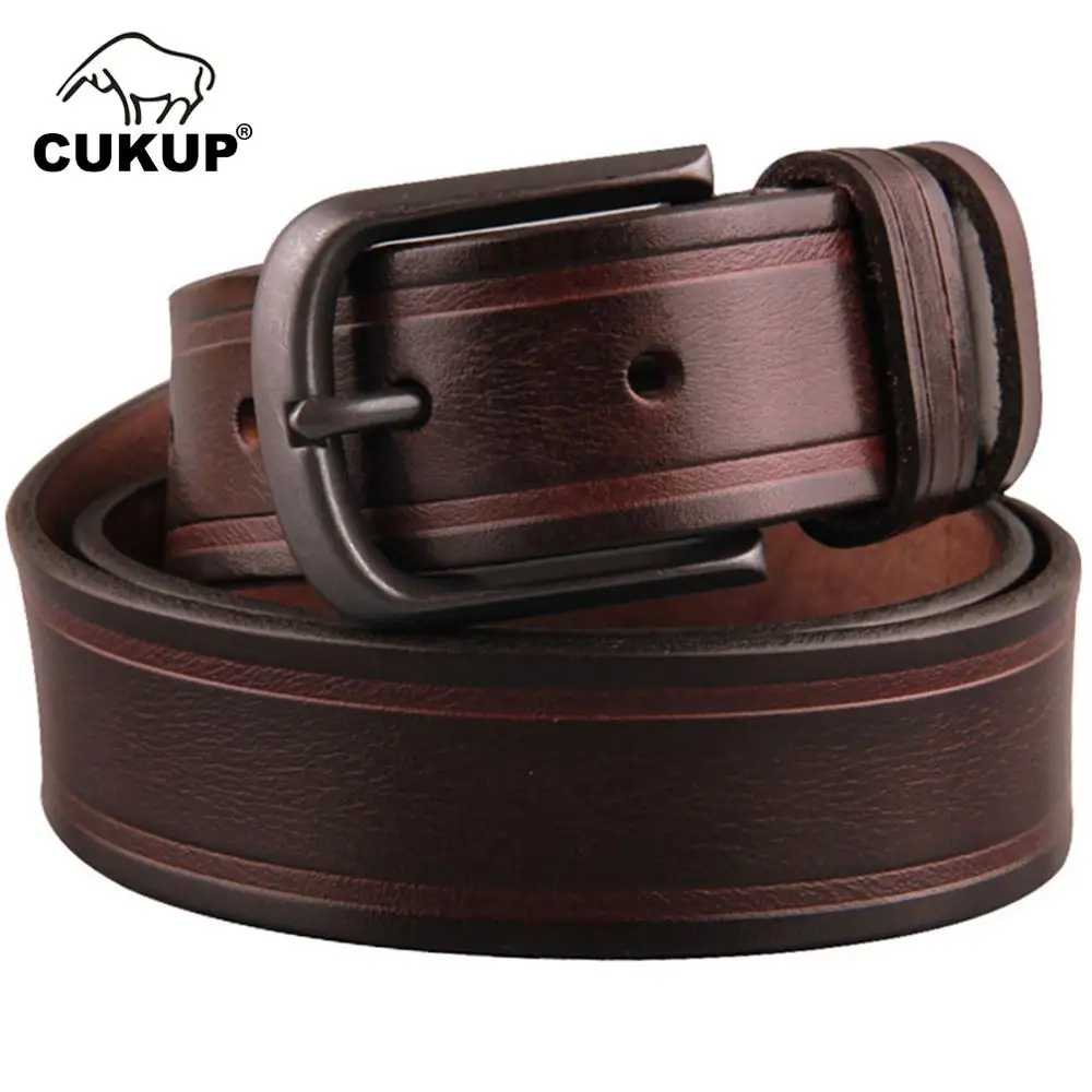 CUKUP Top Quality Men's 100% Pure Cow Striped Leather Belts Male Zinc Alloy Pin Buckle Metal Packed in a Box Belt for Men NCK373
CUKUP Top Quality Men's 100% Pure Cow Striped Leather Belts Male Zinc Alloy Pin Buckle Metal Packed in a Box Belt for Men NCK373