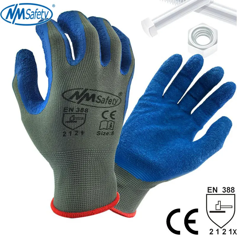 

NMSafety 12 Pairs Latex Dipped Safety Work Gloves Spider Grip Light Weight Polyester Knit Cotton Rubber Safety Working Glove