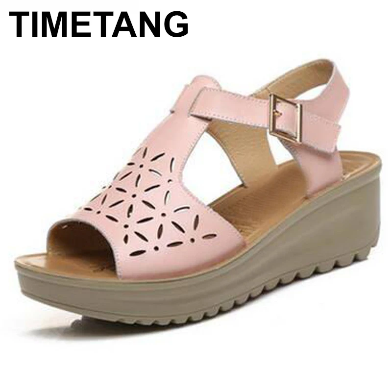 TIMETANG 2018 Fashion new female genuine leather sandals women hollow open toe wedges sandals women's summer shoes
TIMETANG 2018 Fashion new female genuine leather sandals women hollow open toe wedges sandals women's summer shoes