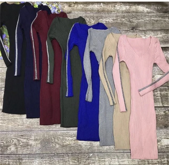 Vestido Longo Women's Knit Dress Fashion V-neck Bag Hip Sexy Long Sleeve High Street Tall Waist Full Striped Autumn 2020 Female
Vestido Longo Women's Knit Dress Fashion V-neck Bag Hip Sexy Long Sleeve High Street Tall Waist Full Striped Autumn 2020 Female