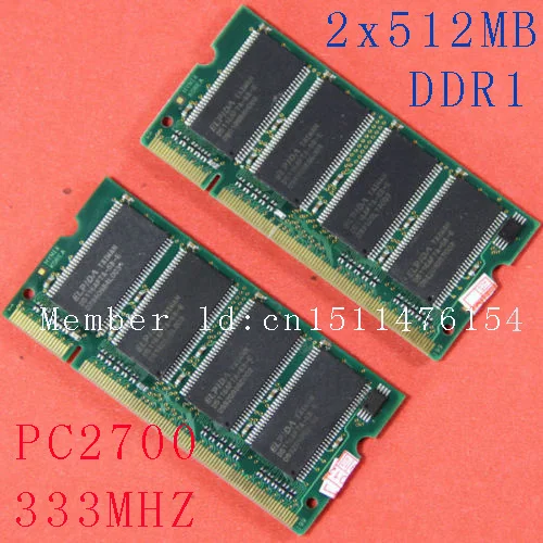 Тетрадь памяти 1 ГБ 2X512 МБ PC2700 ddr333mhz 200pin sodimm 333 мГц ноутбука так DIMM оперативная