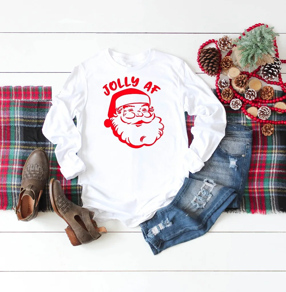Jolly AF Christmas Long Sleeve pullover Sweatshirt Holiday funny slogan cotton warm new season party style gift cloth sweats
Jolly AF Christmas Long Sleeve pullover Sweatshirt Holiday funny slogan cotton warm new season party style gift cloth sweats