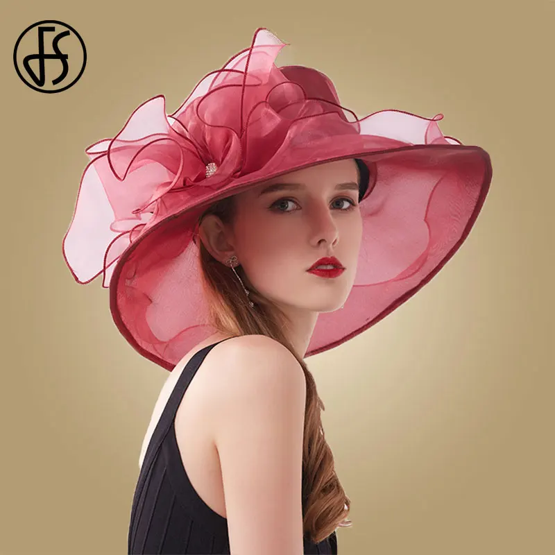 Женская Шляпа Дерби FS Pink Fedora Organze Kentucky складная шляпа с широкими полями Белые
