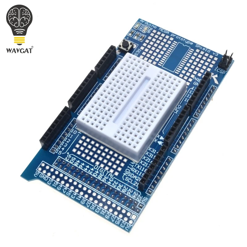 

WAVGAT MEGA 2560 R3 Proto Prototype Shield V3.0 Expansion Development Board + Mini PCB Breadboard 170 Tie Points for arduino DIY