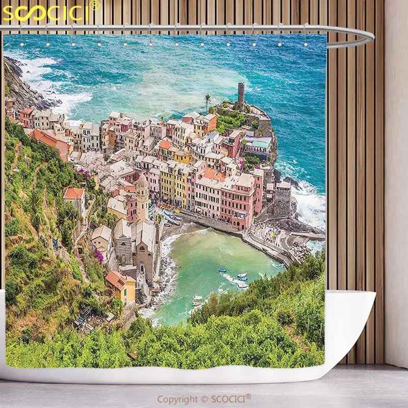 Водонепроницаемая занавеска для душа, прибрежный декор, вид на вернезчу, известная рыбацкая деревня, пять терьер, итальянское лигурийское море, разные цвета 
Водонепроницаемая занавеска для душа, прибрежный декор, вид на вернезчу, известная рыбацкая деревня, пять терьер, итальянское лигурийское море, разные цвета