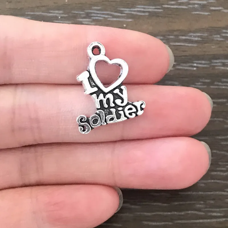 20PCS DIY Charm I Love My Soldier Charm Zinc Alloy Pendant Charm for Bracelet Necklace Earring Zipper Pulls Jewelry Making
20PCS DIY Charm I Love My Soldier Charm Zinc Alloy Pendant Charm for Bracelet Necklace Earring Zipper Pulls Jewelry Making