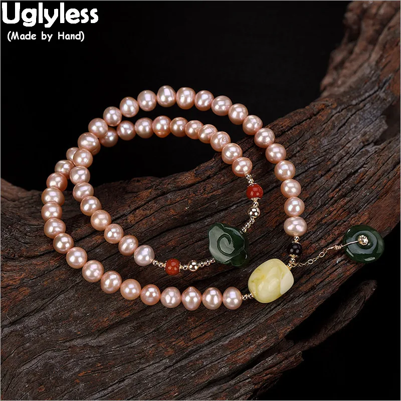 Uglyless 100% Real Natural Pink Pearls Bracelets for Women Handmade Beading Fine Jewelry 2 Layers Amber Bangles Jasper Charms
Uglyless 100% Real Natural Pink Pearls Bracelets for Women Handmade Beading Fine Jewelry 2 Layers Amber Bangles Jasper Charms