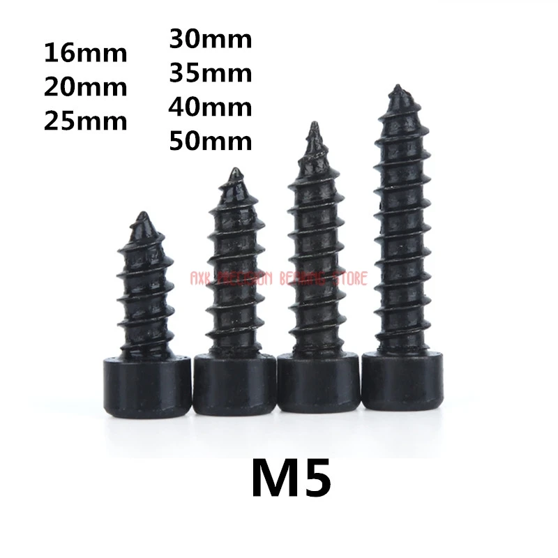 50pcs M5 Carbon Steel With Black Hexagon Socket Cap Head self tapping screw Model Screw M5*(16/20/25/30/35/40/50) mm
50pcs M5 Carbon Steel With Black Hexagon Socket Cap Head self tapping screw Model Screw M5*(16/20/25/30/35/40/50) mm