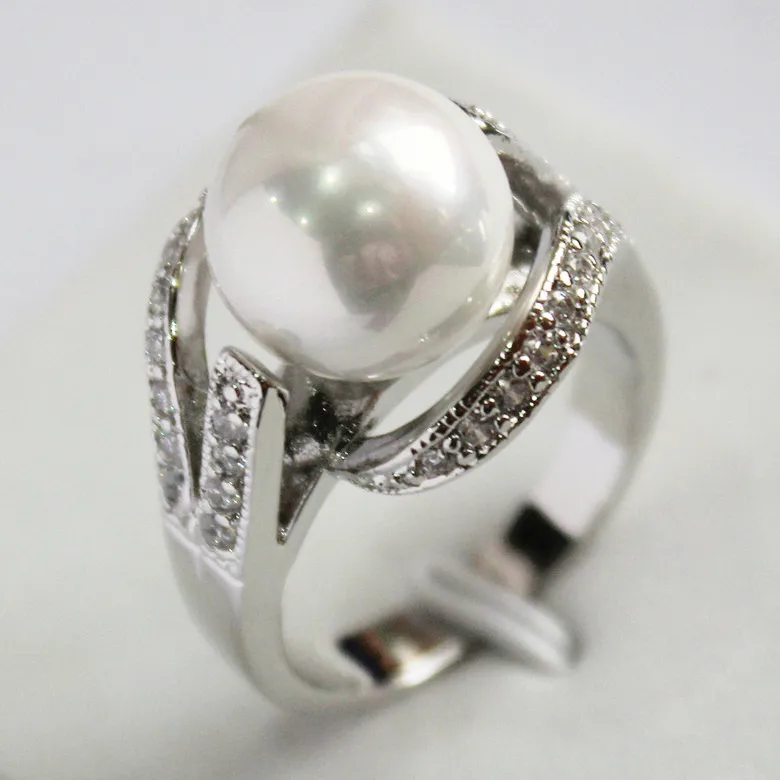 New Style White 12MM Bead silver-color Inlay CZ South Sea Shell Pearl Gift Fashion Rings For Women
New Style White 12MM Bead silver-color Inlay CZ South Sea Shell Pearl Gift Fashion Rings For Women