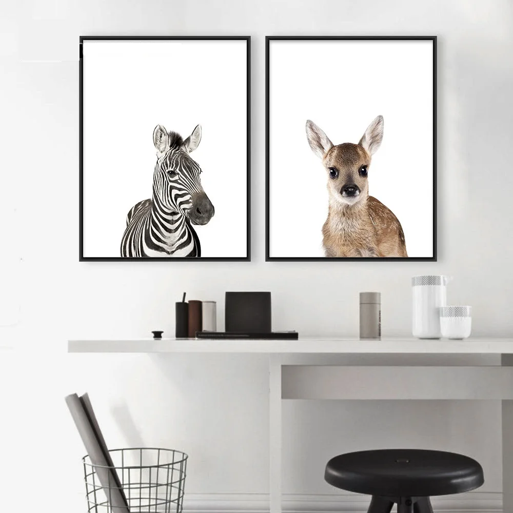 OKHOTCN детские животные зебра жираф олень настенный художественный холст постер