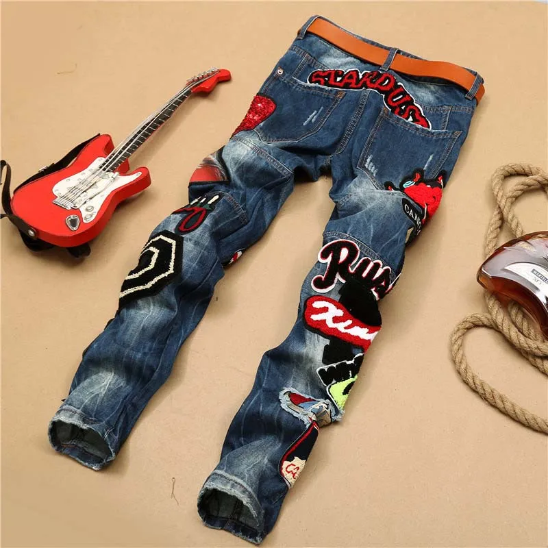 Mcikkny Fashion Men's Hip Hop Embroidery Jeans Badge Embroidered Denim Trousers Flag Patchwork Jeans Pants For Male
Mcikkny Fashion Men's Hip Hop Embroidery Jeans Badge Embroidered Denim Trousers Flag Patchwork Jeans Pants For Male