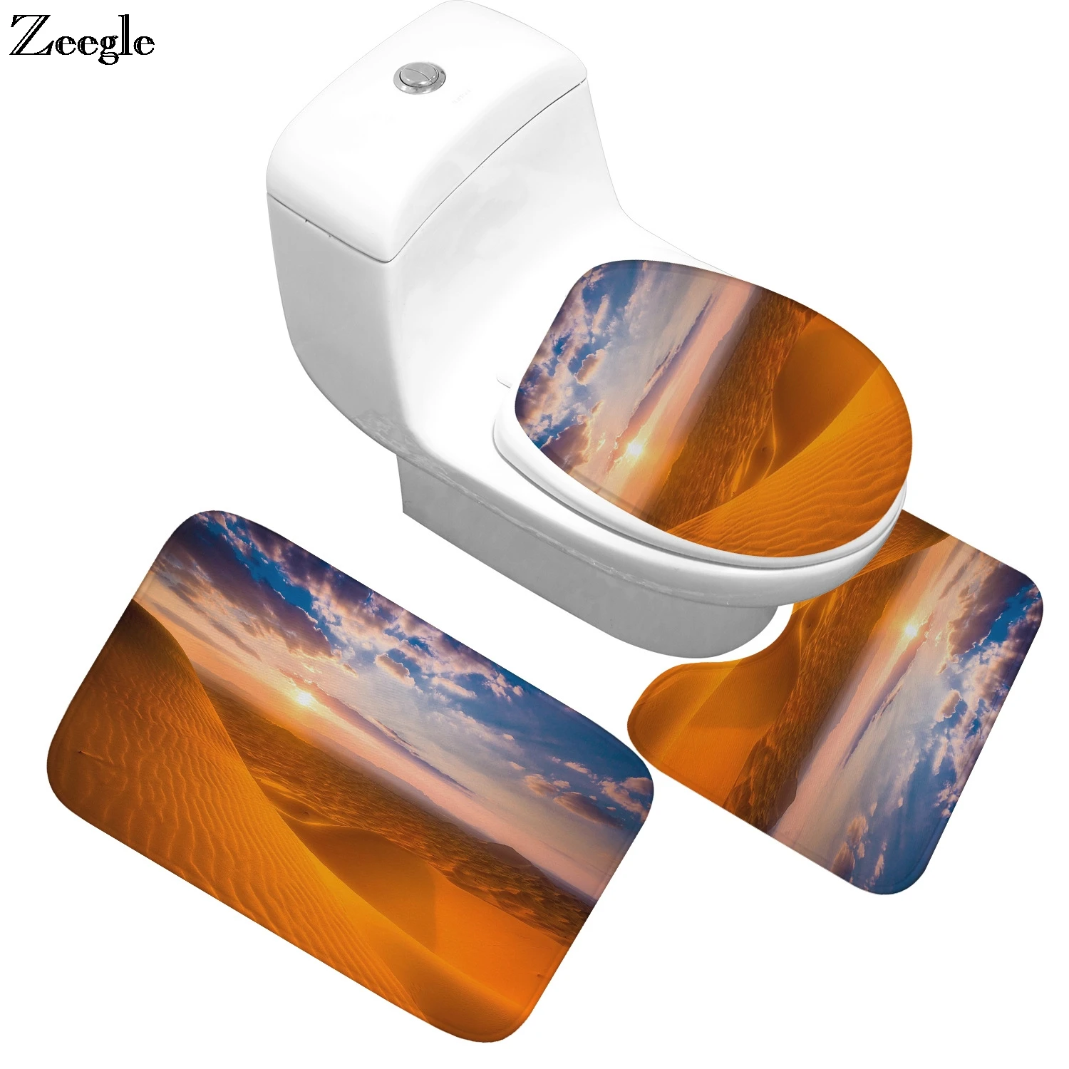 

Zeegle Bathroom Mat Set Antiskid Washroom Carpet Toilet Mats Bath Rugs Absorbent Bathroom Carpet Toilet Seat Lid Cover Floor Mat