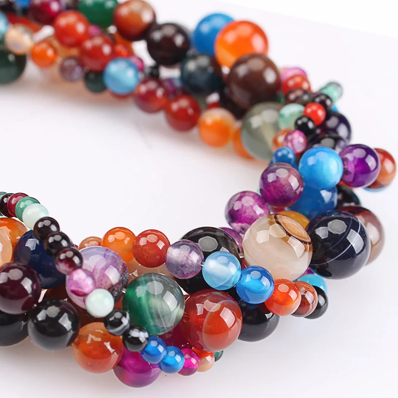 Natural Stone Mixed Colors Stripe Agates Smooth Round Loose Beads 4 6 8 10 12 14MM DIY Bracelet For Jewelry Making Wholesale
Natural Stone Mixed Colors Stripe Agates Smooth Round Loose Beads 4 6 8 10 12 14MM DIY Bracelet For Jewelry Making Wholesale