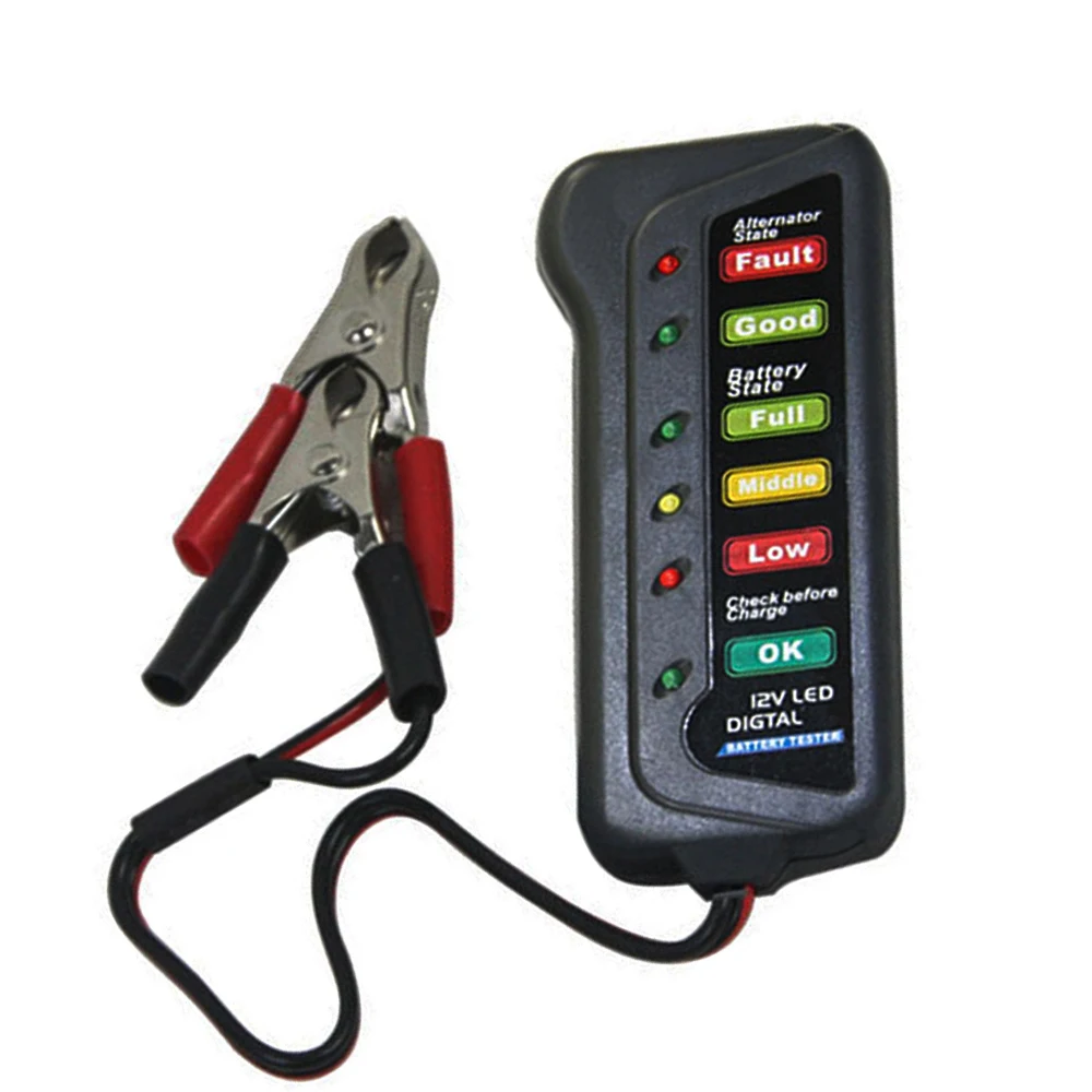 12V Digital Battery Alternator Tester Car Vehicle Diagnostic Tool with 6 LED Lights Display Testers High Quality | Автомобили и